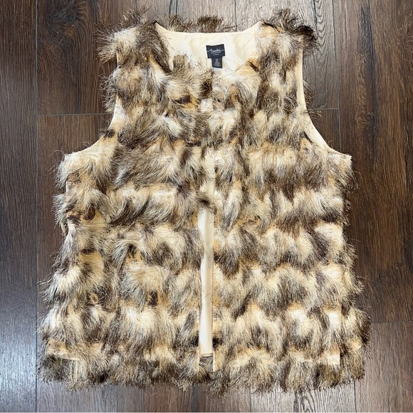 Chicos Travelers collection shaggy chevron ombre swing vest SZ 2/LG - Picture 3 of 6